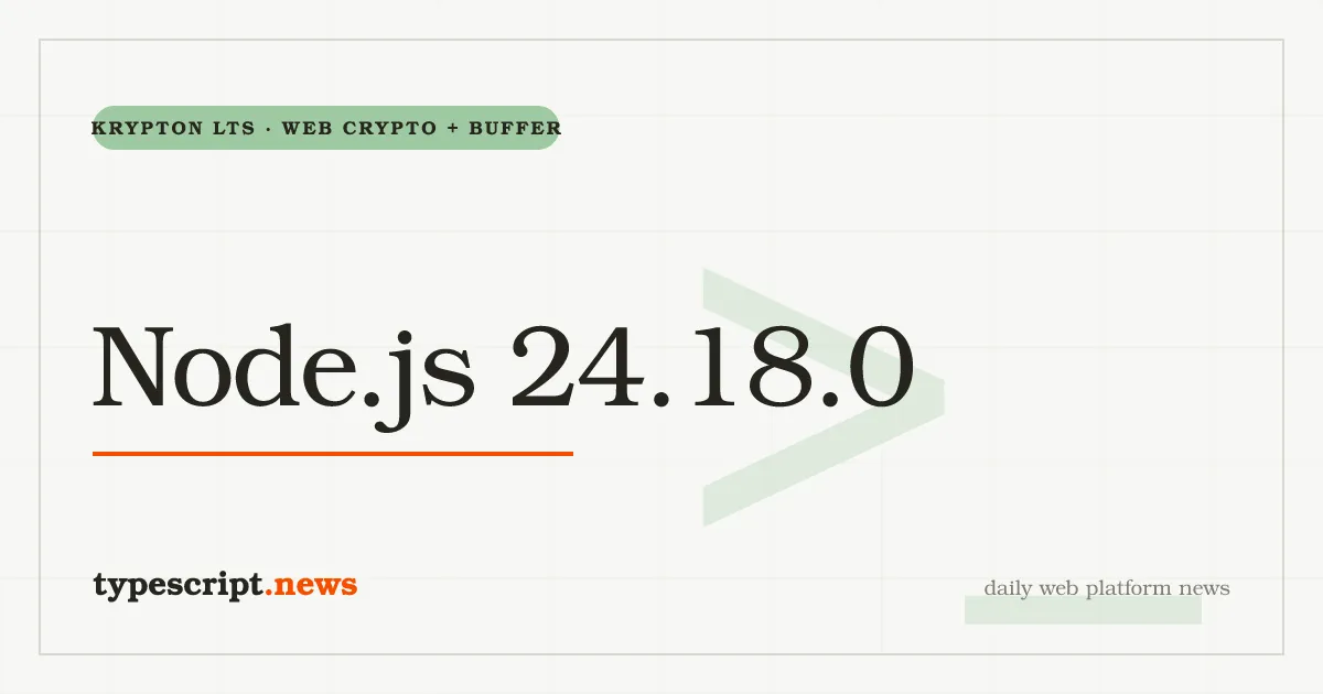 Node.js 24.18.0 'Krypton' LTS bringt Buffer.poolSize auf 64 KiB, TurboSHAKE und KangarooTwelve in Web Crypto sowie http.writeInformation für beliebige 1xx-Codes